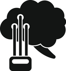 Sticker - Black and white icon of a brain connected to a computer, representing artificial intelligence and machine learning