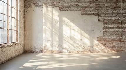 Poster - Sunbeams Illuminating a Room with Brick Walls and a Window