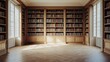 © Ariestia - An Empty Room with Wooden Bookcases and Hardwood Floors