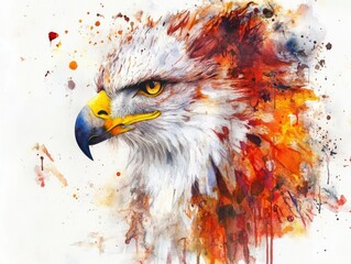 Wall Mural - Watercolor Eagle Painting Abstract Artwork Animal Portrait