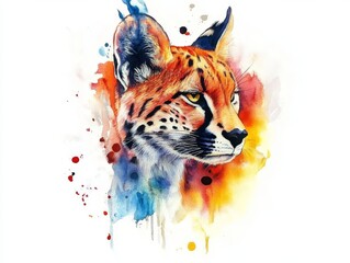 Wall Mural - Watercolor Painting of a Cheetah with Colorful Background