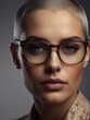 © RENDISYAHRUL - Fashionable woman with buzz cut hairstyle wearing glasses