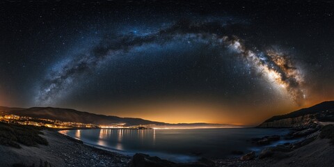 Wall Mural - milky way over ocean night