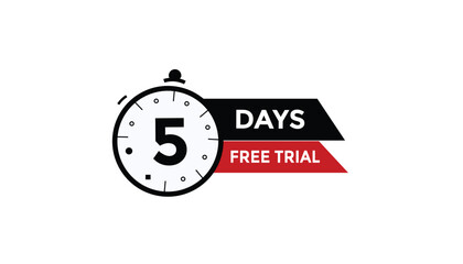 Wall Mural - 5 days free trial Countdown number banner templates. time icon. Vector Illustration 
