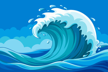 Blue water sea waves vector background blue ocean