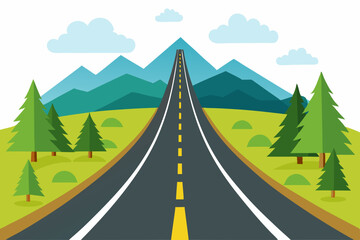 vector illustration of a seamless mountain landscape with road