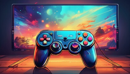 Game stick with tv screen background