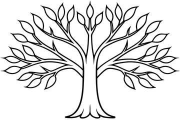 Sticker - Continuous line drawing of tree with leaf