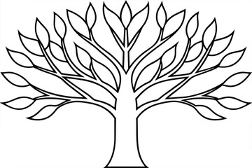 Canvas Print - Continuous line drawing of tree with leaf