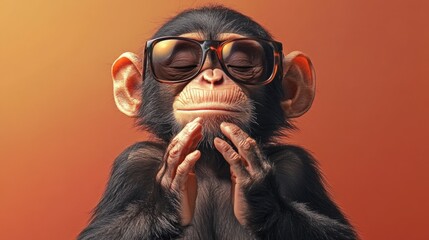 Poster - Monkey with glasses