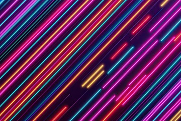 Wall Mural - Vibrant Neon Lines Abstract Illustration with Bright Patterns and Colors