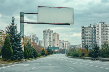 Wall Mural - billboard on the road with city background