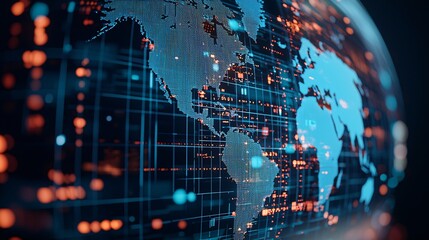 Wall Mural - Visual of a digital globe with economic policies mapped out, each country highlighted based on policy type, concept of global economic diversity