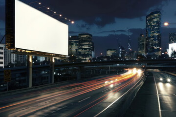 Wall Mural - billboard on the road with city background