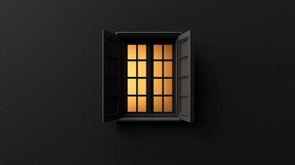 Wall Mural - Window on a blank canvas, painted in black.