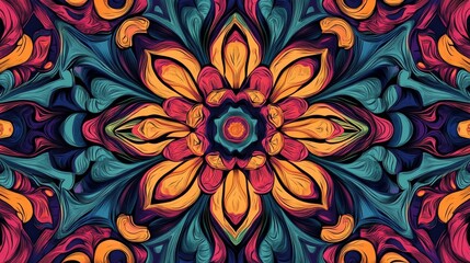 Poster - Abstract psychedelic pattern, a vibrant fusion of colors and shapes.