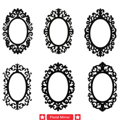 Poster - Stunning Floral Mirror Vector Silhouette Ensemble  Inspired Symmetry for Elegant Projects