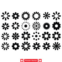 Sticker - Bloom Brilliance  Mesmerizing Flower Vector Silhouettes Set to Elevate Your Visual Projects