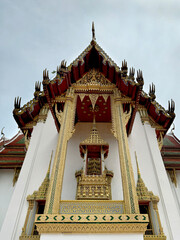 Wall Mural - Sanphet Prasat Palace or black roof Ayutthaya Palace replica in Muang Boran Ancient City, Samut Prakan, Bangkok, Thailand. With its beautiful ornamental details