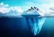 © adri - A large iceberg floats in the ocean with a small portion visible above the water and a large portion submerged.