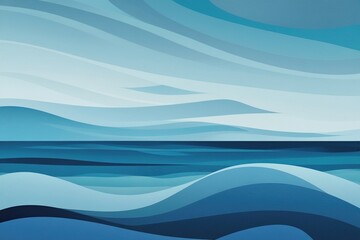 Wall Mural - Serene Blue Horizon Artwork with Gentle Blends and Soft Patterns