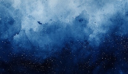 Wall Mural - Abstract watercolor painting of a blue starry night sky.