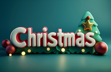 Wall Mural - Cartoon 3D Christmas poster illustration font material
