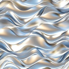 Wall Mural - Seamless pattern of abstract waves with a metallic sheen and reflective surfaces