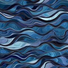 Wall Mural - Seamless pattern of abstract waves with a textured, layered appearance, Generative AISeamless pattern of abstract waves with a textured, layered appearance