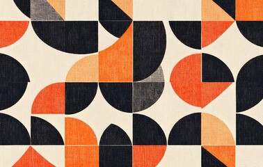 6. **Full-size Scandinavian rug pattern featuring a seamless grid of simple geometric shapes**