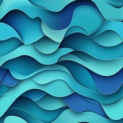 Wall Mural - Seamless pattern of bold, abstract wave shapes with a 3D effect