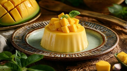 Wall Mural - Mango Pudding Dessert