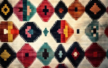 Wall Mural - 39. **Full-size seamless kilim rug design with bold geometric patterns**