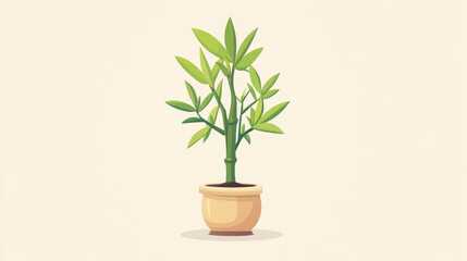 Canvas Print - Bright and fun cartoon bamboo plant illustration, perfect for naturethemed designs and playful graphics.