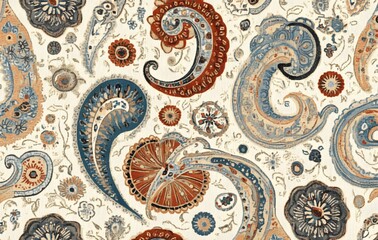 Wall Mural - 33. **Full-size seamless paisley rug pattern with a modern twist on traditional designs**