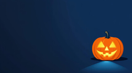 Poster - A glowing Jack O Lantern shines in the spotlight, illuminating the darkness with its spooky yet inviting charm.