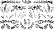 © RABBI - Big set of decorative elements and vector graphics in a hand drawn floral ornament collection with line on a white background