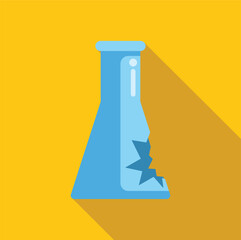 Poster - Blue broken chemistry glassware flask experimenting icon illustrating a failed experiment