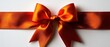 © raja - A Single Orange Satin Bow with Ribbon Ends on a White Background