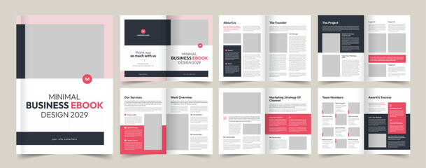 E-Book Layout, Minimal eBook Template, Brochure Design, A4 Template