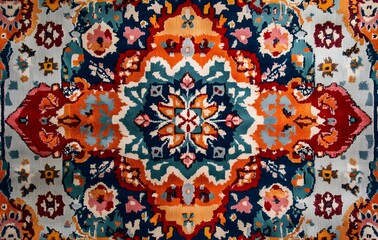 Wall Mural - 10. **Full-size seamless Bohemian rug design with eclectic geometric and floral patterns**