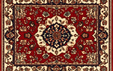 Wall Mural - 1. **Full-size seamless Persian rug pattern with intricate floral and geometric designs**