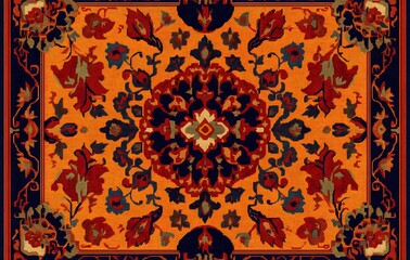 Wall Mural - 3. **Full-size seamless Turkish rug design with traditional motifs and rich hues**