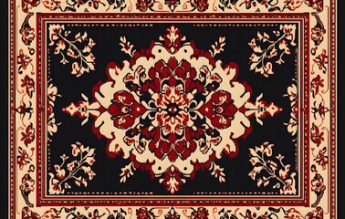 Wall Mural - 5. **Full-size seamless Oriental rug pattern with elegant medallions and detailed borders**