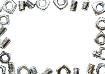 a frame of many different types of nuts and bolts