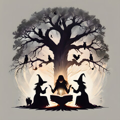 halloween magic mystic night, witchy book moon light PNG