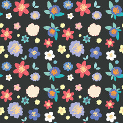 Sticker - Colorful Floral Pattern on Dark Background