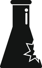 Wall Mural - Simple vector icon of a broken chemical flask, indicating a failed experiment or accident