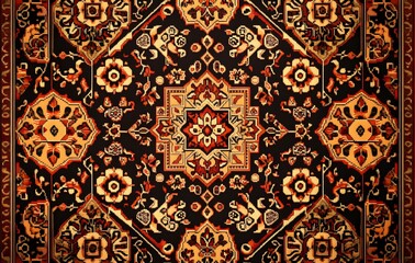 Wall Mural - 46. **Full-size classic Turkish rug design with a seamless pattern of intricate geometric and floral motifs**
