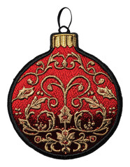Wall Mural - ornate red and gold decorative christmas ornament, cut out - stock png.